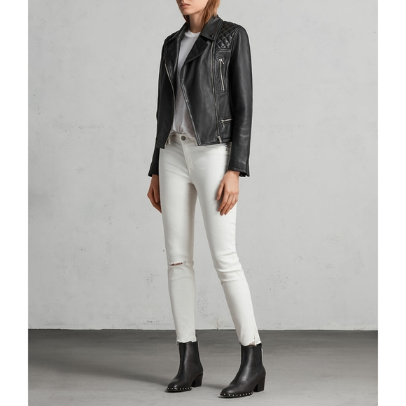 All Saints Kelham Leather Biker Jacket - Picture 4 of 8